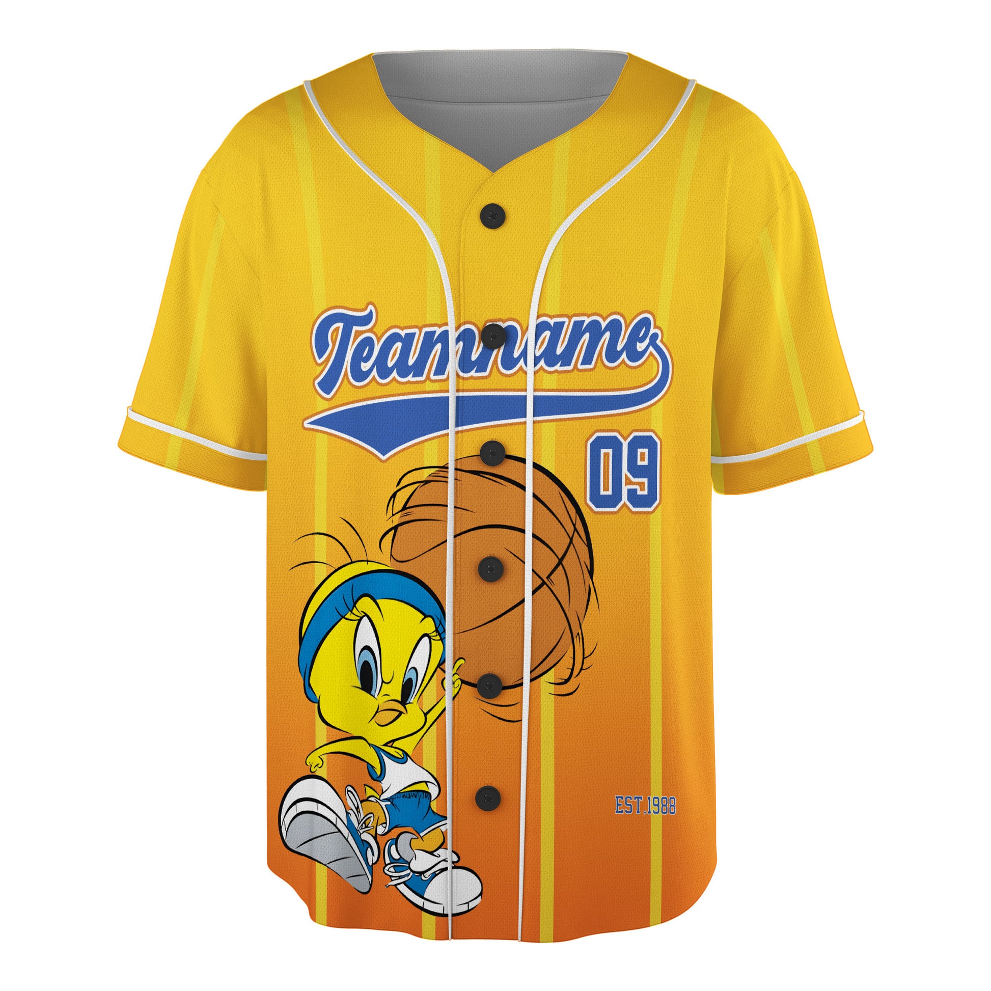 Custom Yellow Orange Authentic Baseball Jersey — Funny Bird Hoops Inspired Jersey — Basketball Fan S - Custom Fan Apparel Image 2
