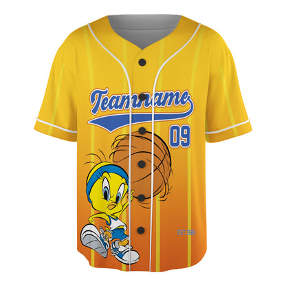 Custom Yellow Orange Authentic Baseball Jersey — Funny Bird Hoops Inspired Jersey — Basketball Fan S - Custom Fan Apparel Image 2