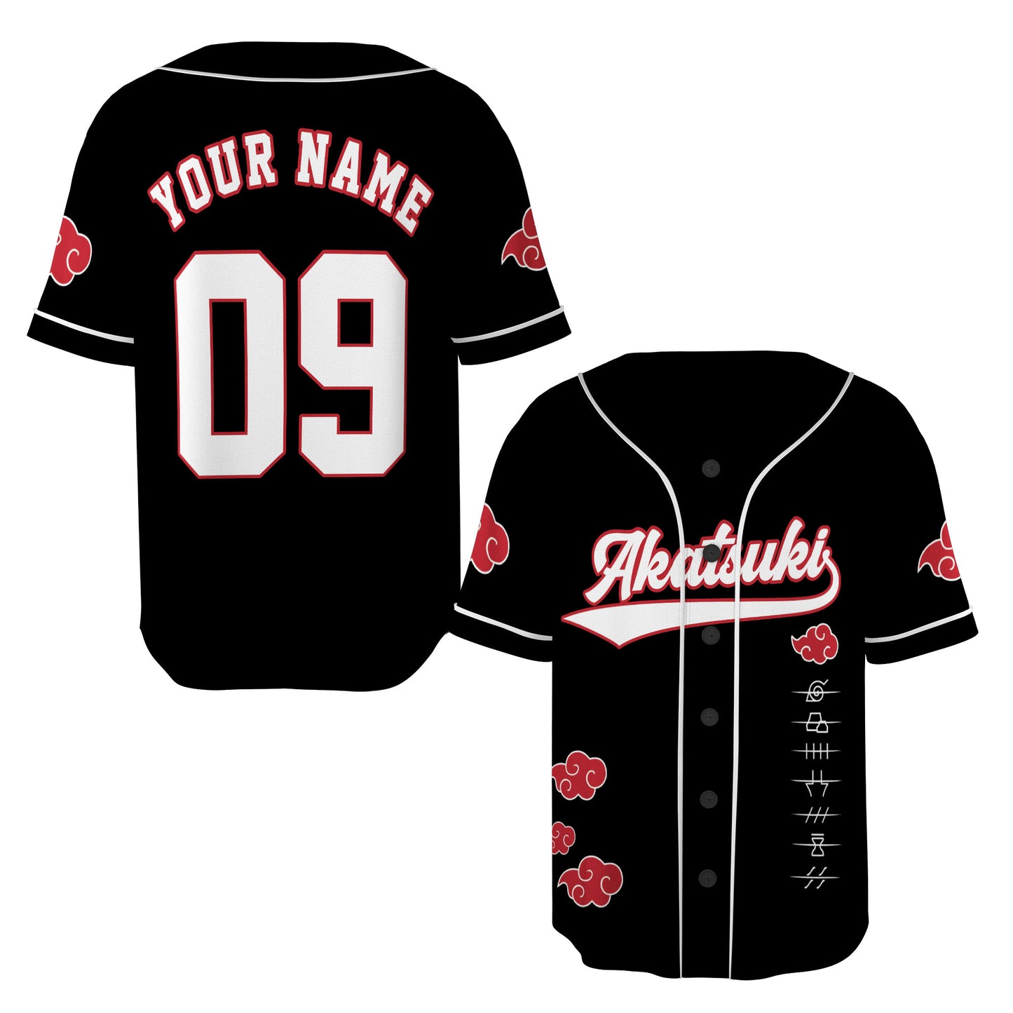Custom Black Red-White Authentic Baseball Jersey, Anime Cloud Inspired Button Up Jersey, Manga Fan Cosplay Sports Shirt