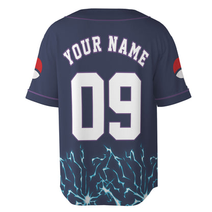 Custom Navy Purple Authentic Baseball Jersey, Anime Ninja Inspired Button Up Jersey, Manga Fan Cosplay Sports Shirt