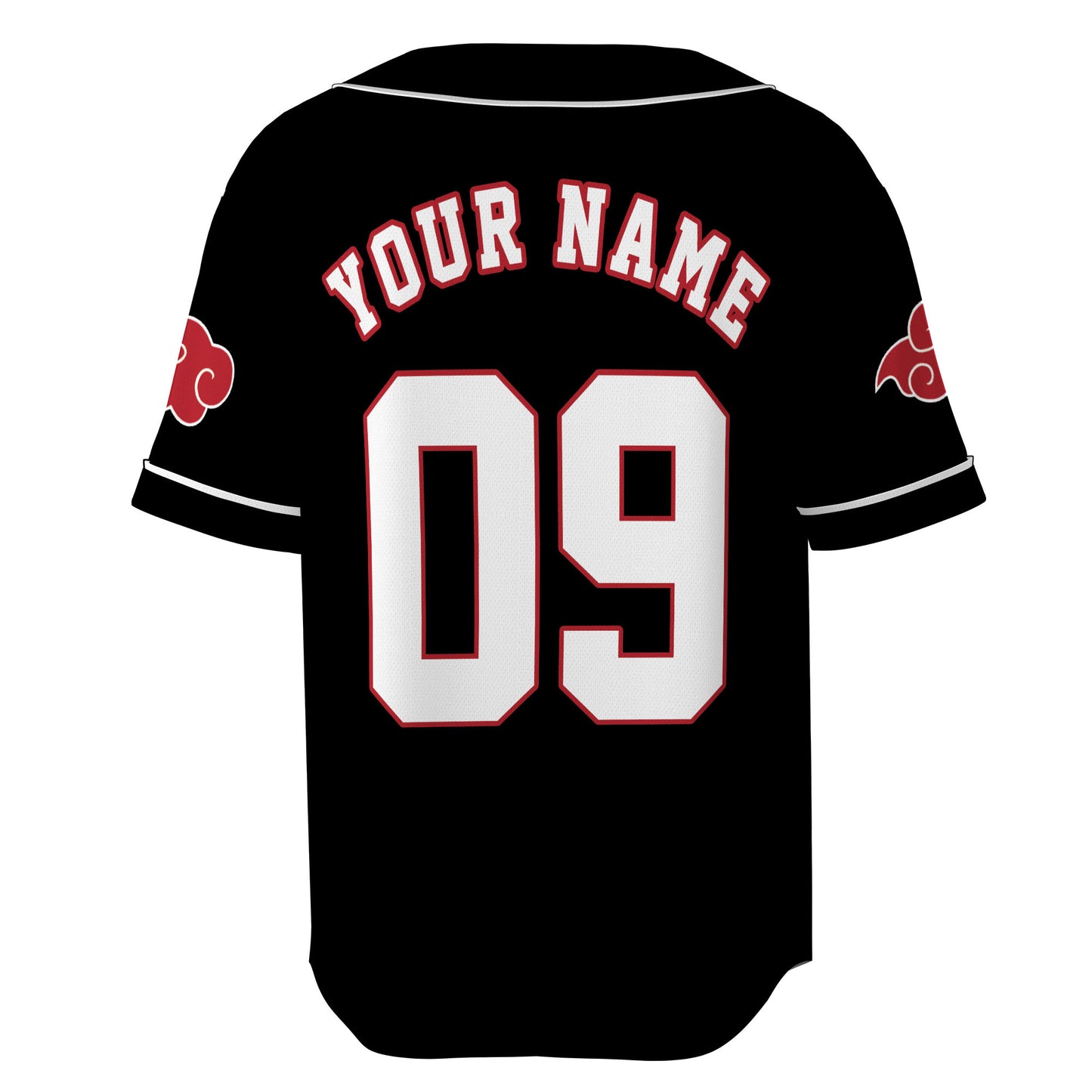Custom Black Red-White Authentic Baseball Jersey, Anime Cloud Inspired Button Up Jersey, Manga Fan Cosplay Sports Shirt