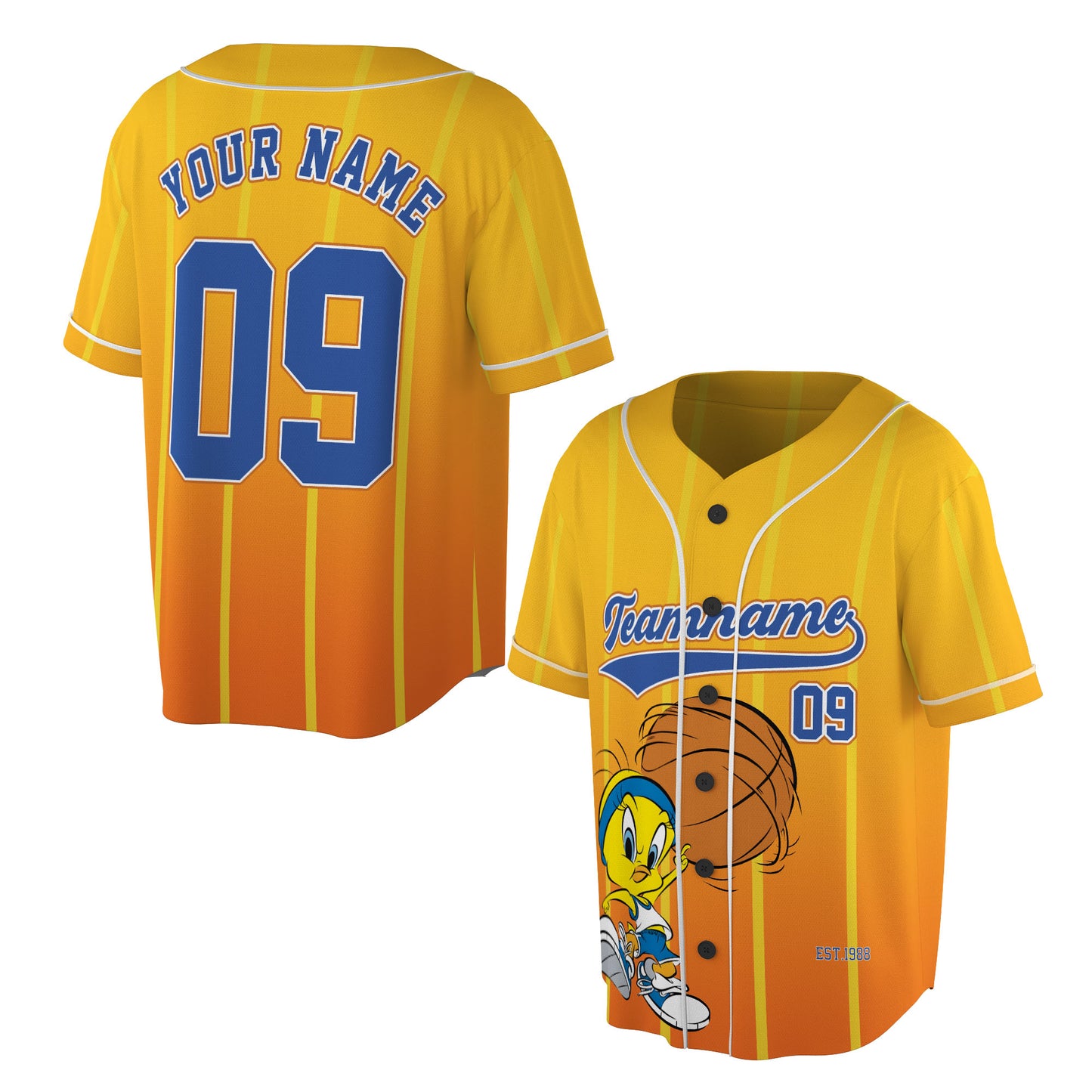 Custom Yellow Orange Authentic Baseball Jersey — Funny Bird Hoops Inspired Jersey — Basketball Fan S - Custom Fan Apparel Image 6
