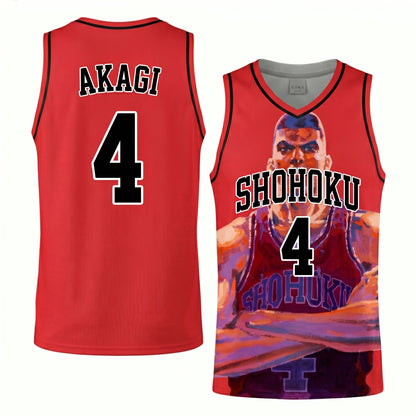 Custom Red Black Authentic Basketball Jersey, Anime Basketball Inspired Sleeveless Jersey, Manga Fan Cosplay Sports Shirt