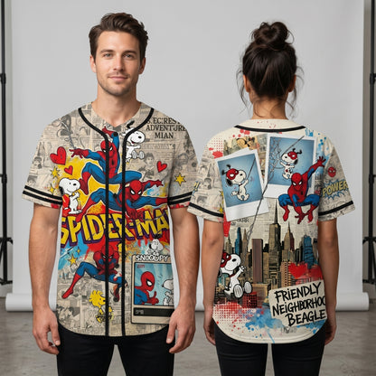 Custom Comic Web Hero Inspired Button Up Jersey