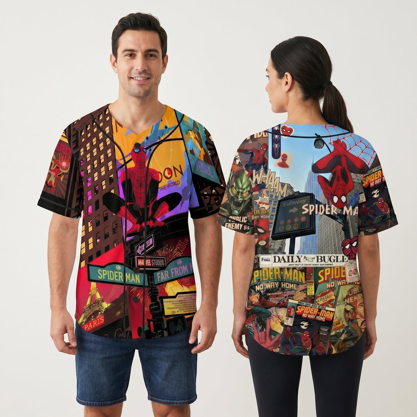 Custom Comic Web Hero Inspired Button Up Jersey