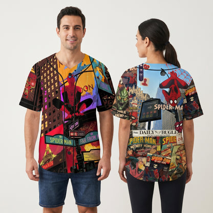 Custom Comic Web Hero Inspired Button Up Jersey