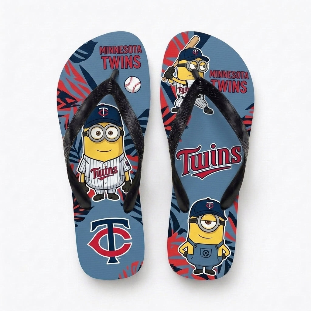 Cartoon Yellow Character Baseball Flip Flops, Sport Fan Sandals | 30 Teams Available
