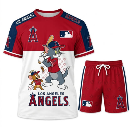 All USA Baseball Teams Inspired Fan Set, Graphic T-Shirt And Shorts Combo Outfit
