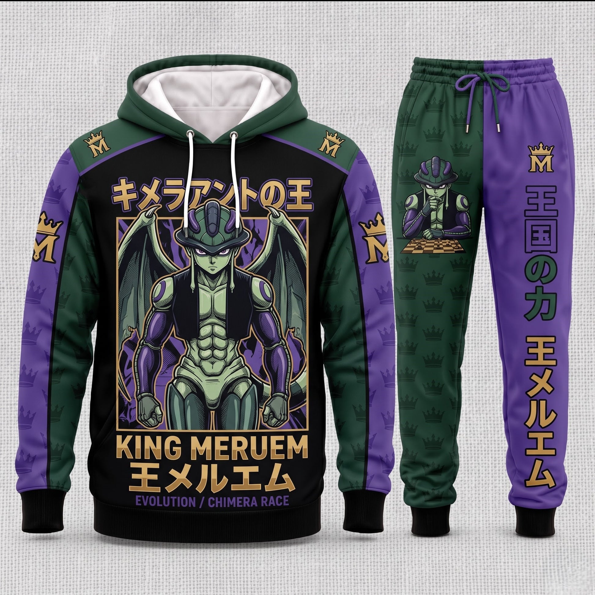 Anime Hunter Hoodie & Sweatpants Set — Manga Inspired Tracksuit — Character Graphic Jogger Set for A - Custom Fan Apparel Image 13