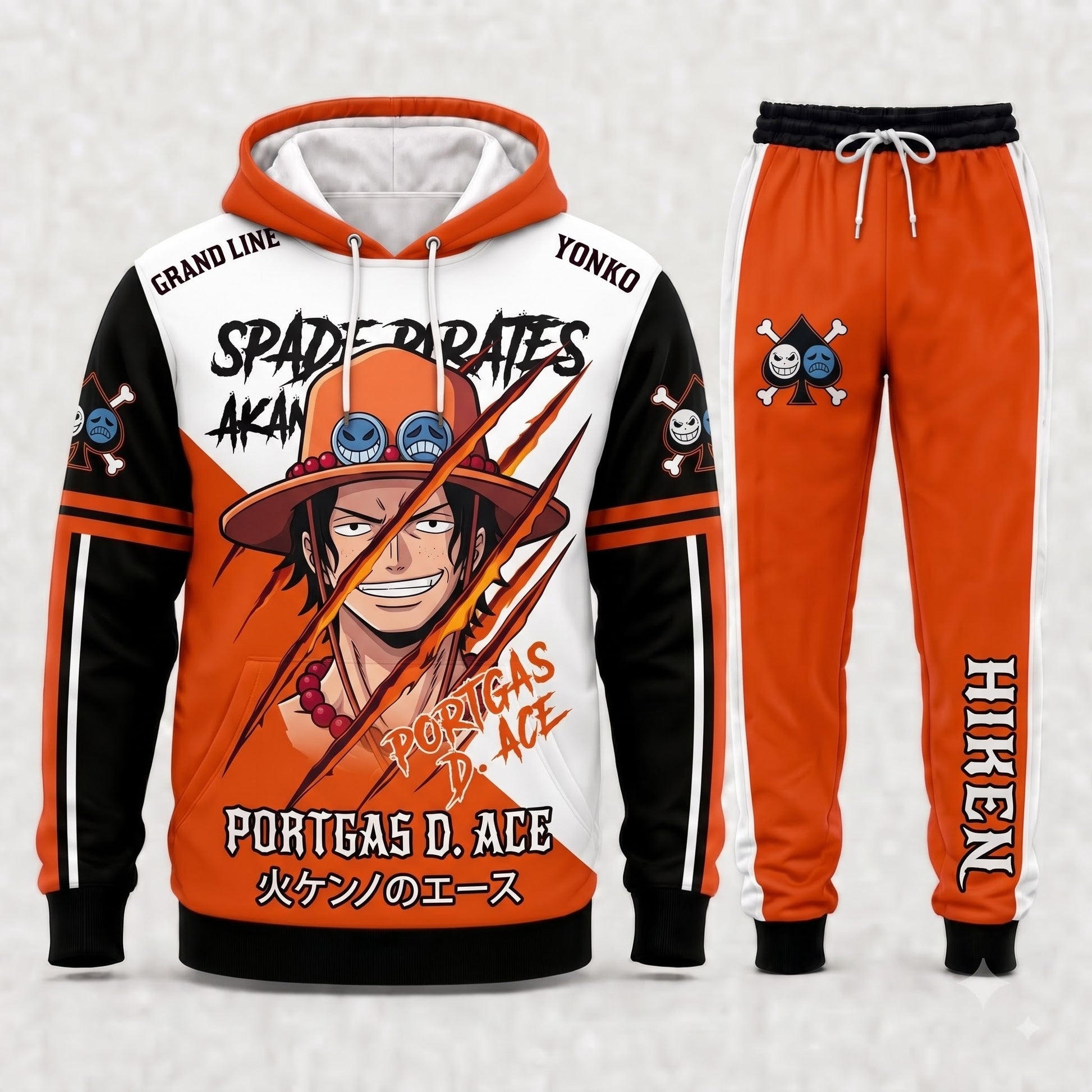 Portgas D. Ace Hoodie & Sweatpants Tracksuit Set — One Piece Inspired - Custom Fan Apparel Image 10