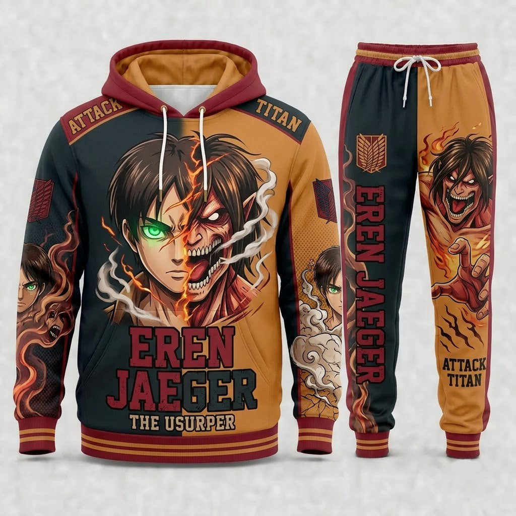 Limited Edition Titan Anime Fan Set — Hoodie & Sweatpants - Custom Fan Apparel Image 1