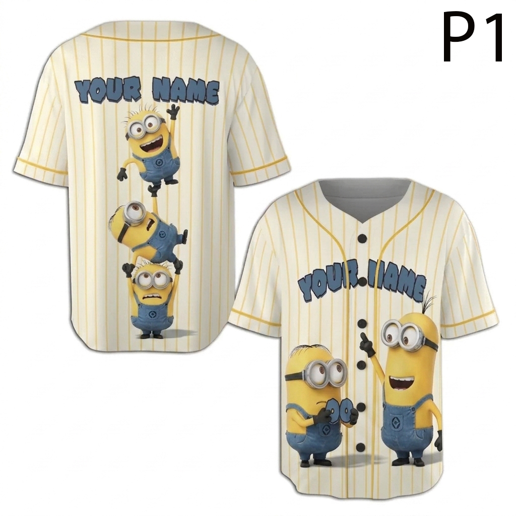 Personalized Baseball Jersey, Custom Name Number Cartoon Character Jersey, Funny Baseball Fan Gift, Family Matching Shirt