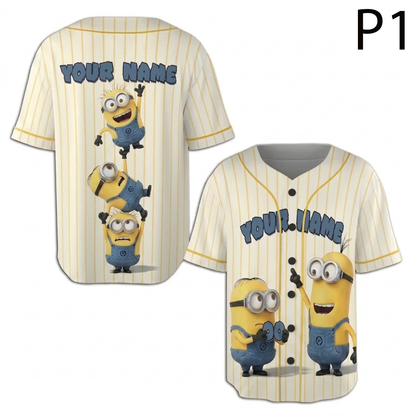 Personalized Baseball Jersey, Custom Name Number Cartoon Character Jersey, Funny Baseball Fan Gift, Family Matching Shirt