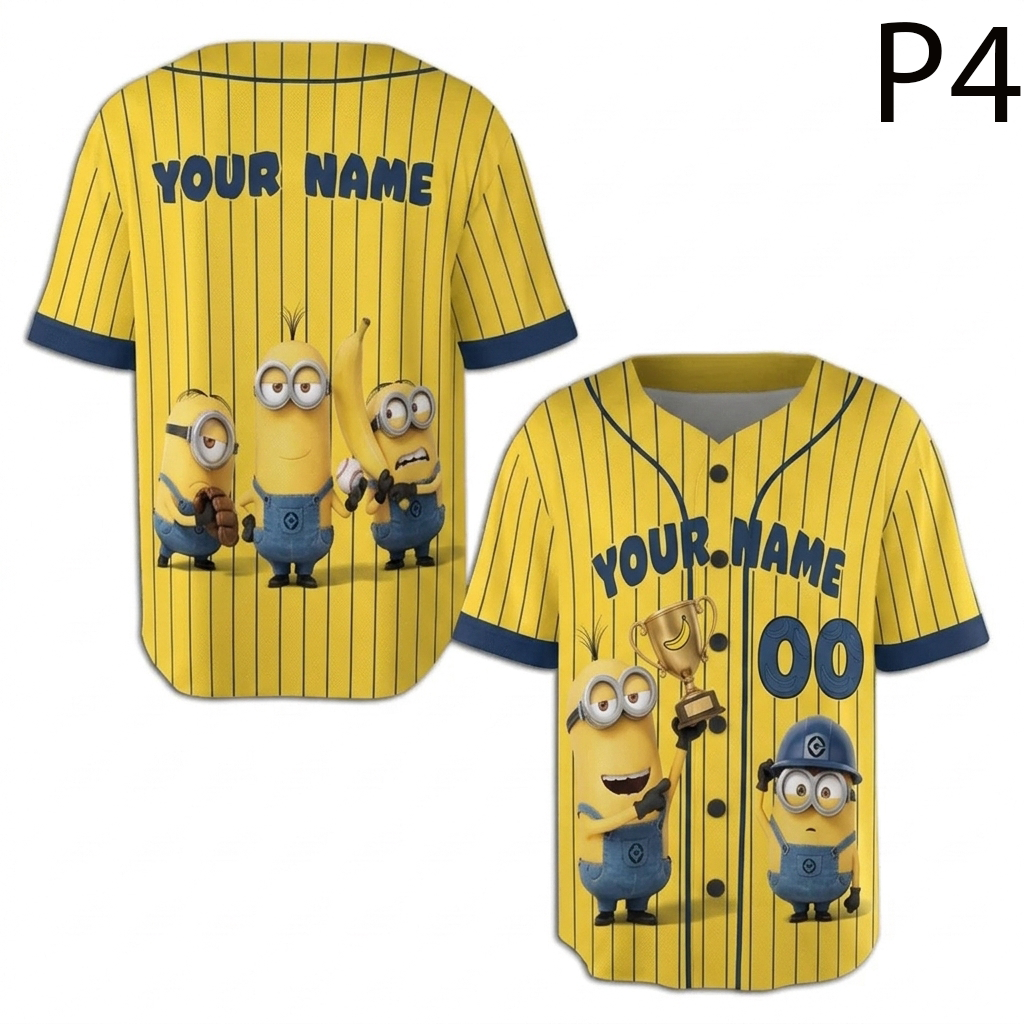 Personalized Baseball Jersey, Custom Name Number Cartoon Character Jersey, Funny Baseball Fan Gift, Family Matching Shirt