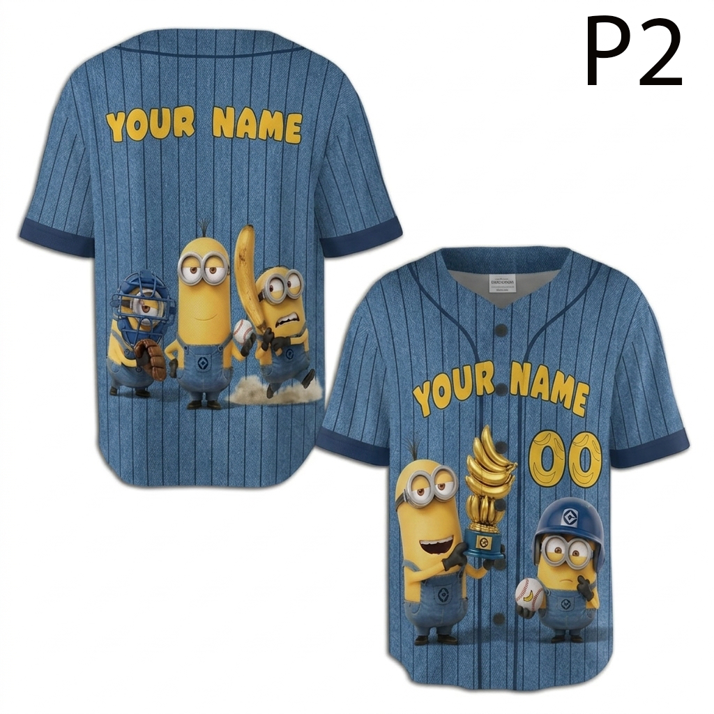 Personalized Baseball Jersey, Custom Name Number Cartoon Character Jersey, Funny Baseball Fan Gift, Family Matching Shirt