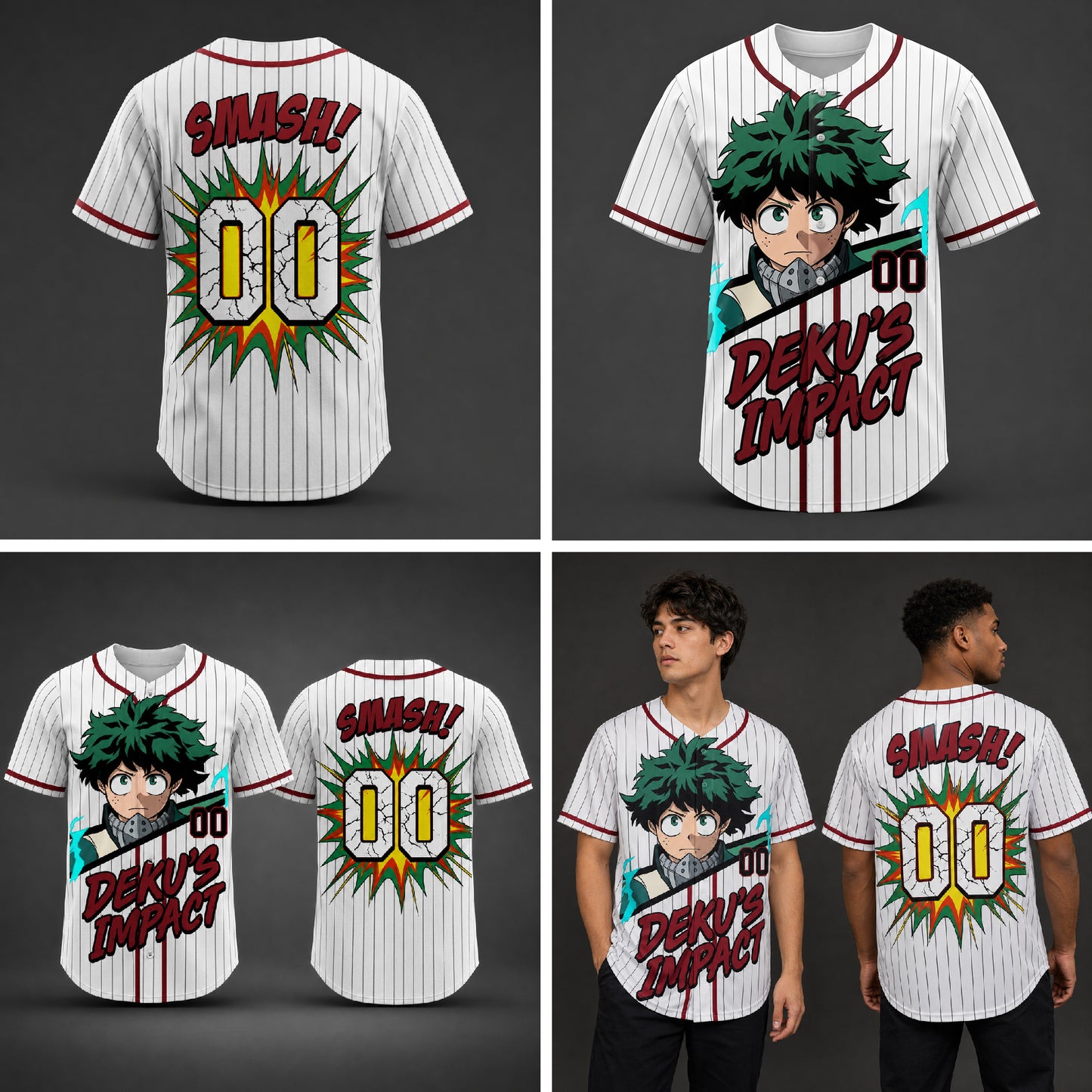 Custom Green Power Baseball Jersey, Anime Hero Academy Inspired Shirt