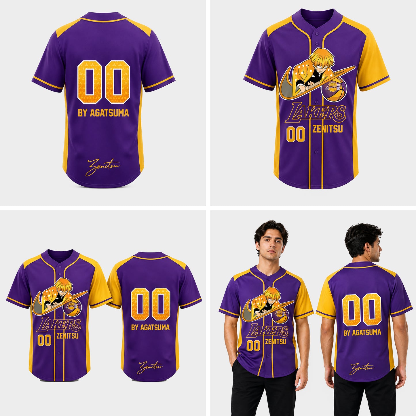 Custom Electric Warrior Baseball Jersey, Purple Gold Anime Style Shirt