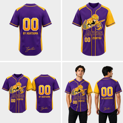 Custom Electric Warrior Baseball Jersey, Purple Gold Anime Style Shirt