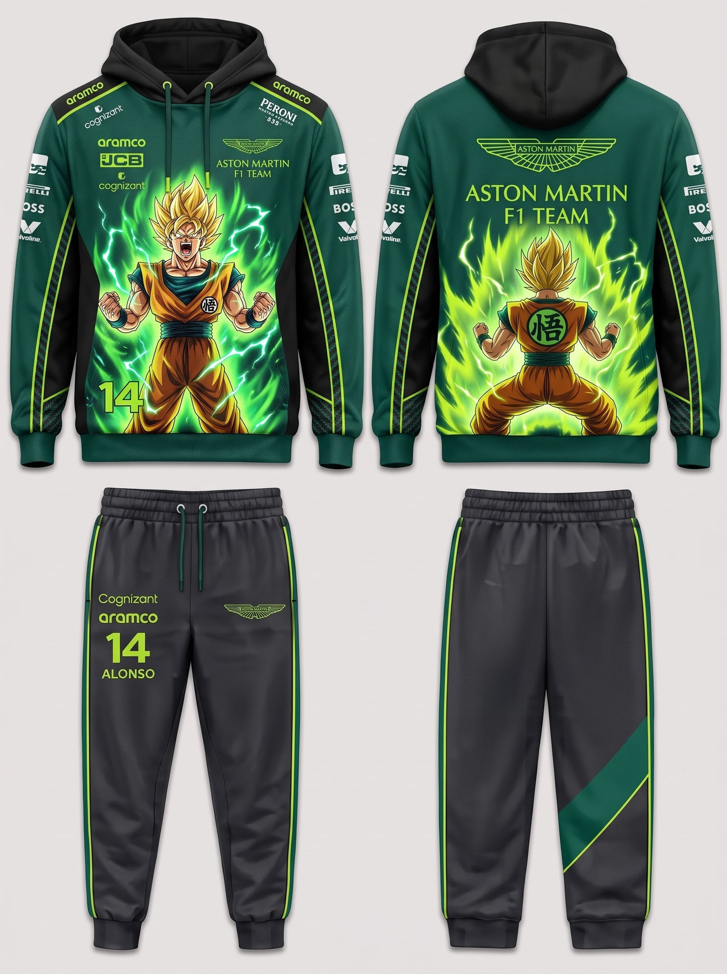 Sport Racing F1 x Son Goku Set — Hoodie & Sweatpants | 11 Formula Team Inspired Dragon Style