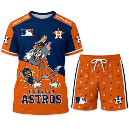All USA Baseball Teams Inspired Fan Set, Graphic T-Shirt And Shorts Combo Outfit