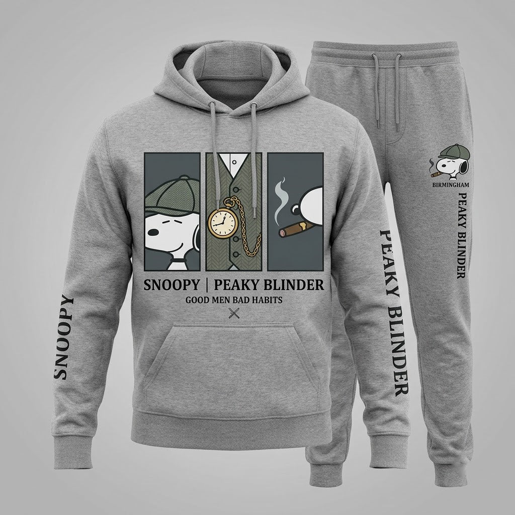 Limited Edition Snoopy Peaky Blinder Hoodie & Sweatpants Set