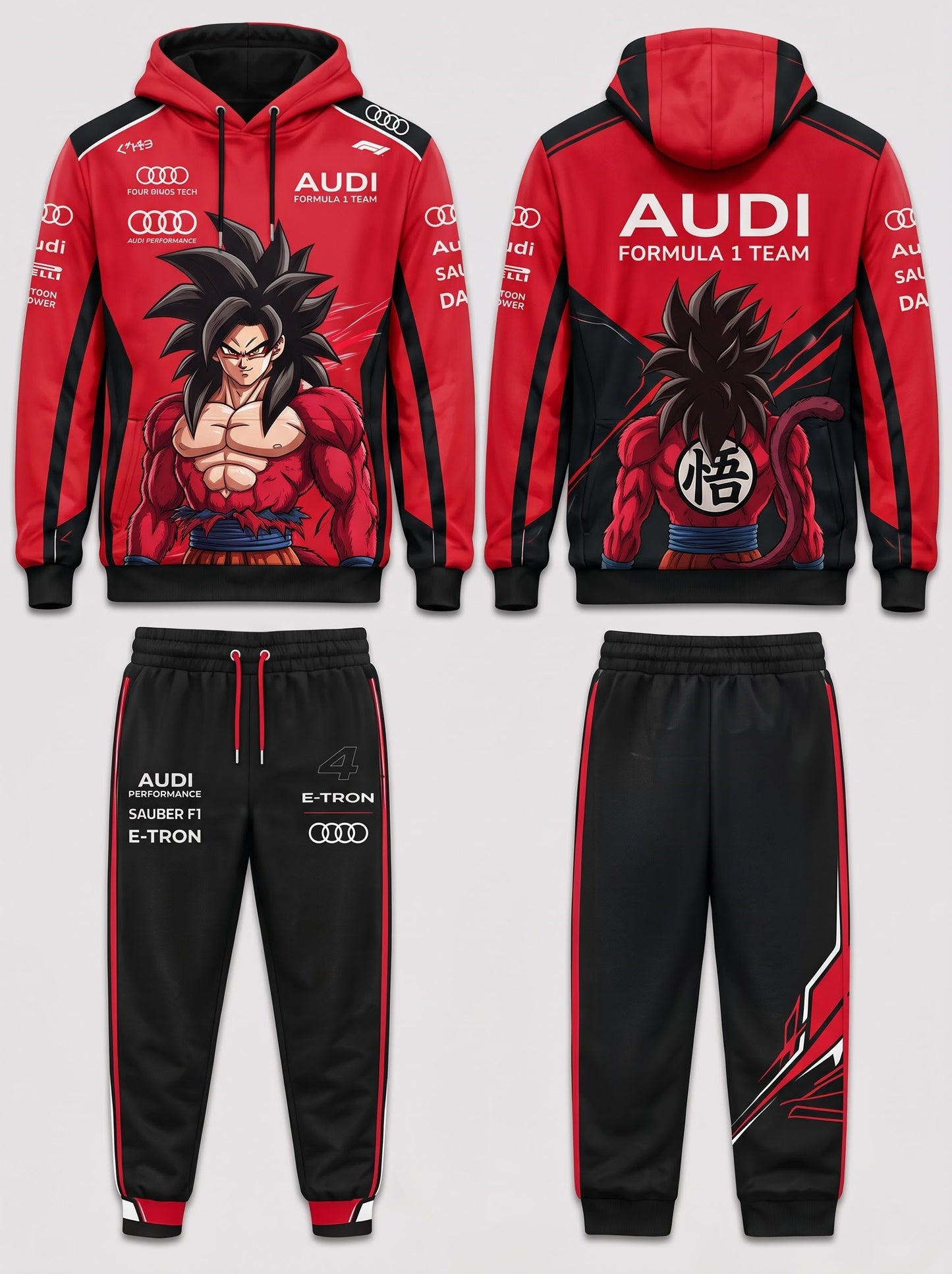 Sport Racing F1 x Son Goku Set — Hoodie & Sweatpants | 11 Formula Team Inspired Dragon Style