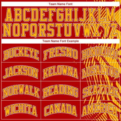 Custom Red Gold-White Round Neck Sublimation Basketball Uniform Jersey