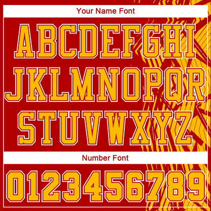 Custom Red Gold-White Round Neck Sublimation Basketball Uniform Jersey
