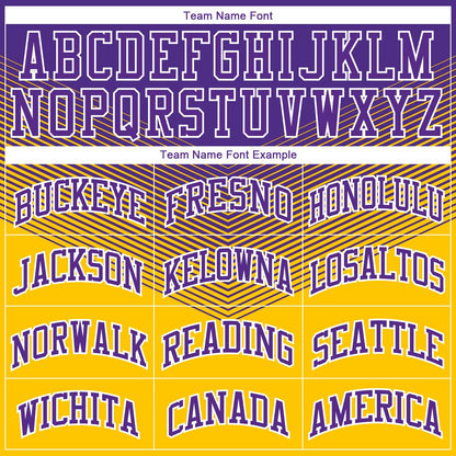 Custom Gold Purple-White Round Neck Sublimation Basketball Uniform Jersey