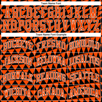 Custom Orange White-Black Triangle Shapes Round Neck Sublimation Basketball Uniform Jersey