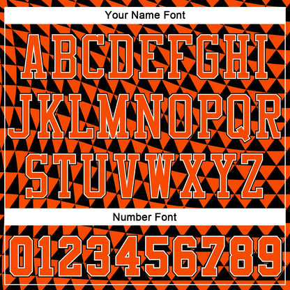 Custom Orange White-Black Triangle Shapes Round Neck Sublimation Basketball Uniform Jersey