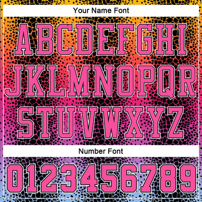 Custom Black Pink-Gold Animal Fur Print Round Neck Sublimation Basketball Uniform Jersey
