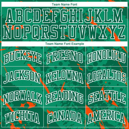 Custom Green Orange-White Bright Lines Round Neck Sublimation Basketball Uniform Jersey