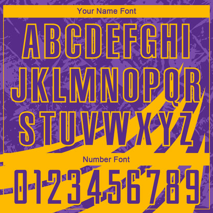 Custom Purple Gold Wind Shapes Round Neck Sublimation Basketball Uniform Jersey