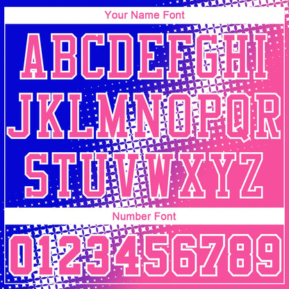Custom Pink Royal-White Gradient Two Tone Diamond Shape Round Neck Sublimation Basketball Uniform Jersey