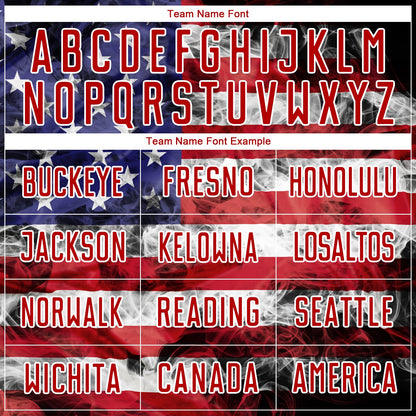 Custom White Royal-Red American Flag Fashion Round Neck Sublimation Basketball Uniform Jersey