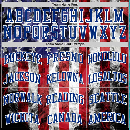 Custom White Red-Royal American Flag Round Neck Sublimation Basketball Set Jersey