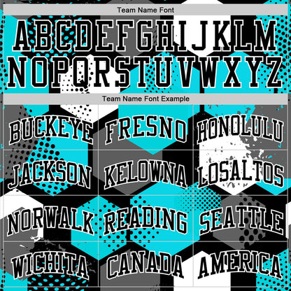 Custom Aqua Black-White Geometric Shape Round Neck Sublimation Basketball Set Jersey