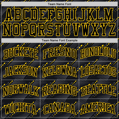 Custom Black Yellow Slant Lines Round Neck Sublimation Basketball Set Jersey