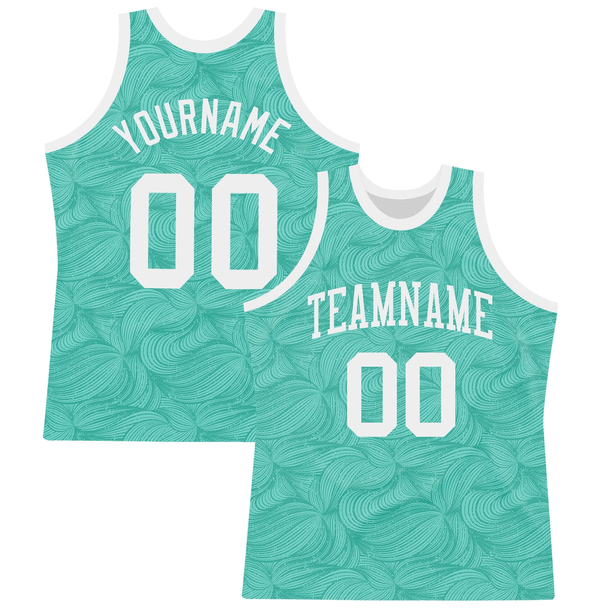 Custom Aqua White Fluid Art Round Neck Sublimation Basketball Set Jersey