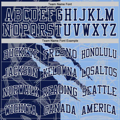 Custom Graffiti Pattern Navy Light Blue-White Scratch Round Neck Sublimation Basketball Set Jersey