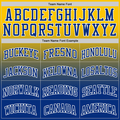 Custom Yellow Royal-White Fade Fashion Round Neck Sublimation Basketball Set Jersey