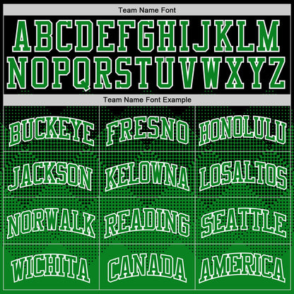 Custom Black Grass Green-White Gradient Square Shapes Round Neck Sublimation Basketball Set Jersey
