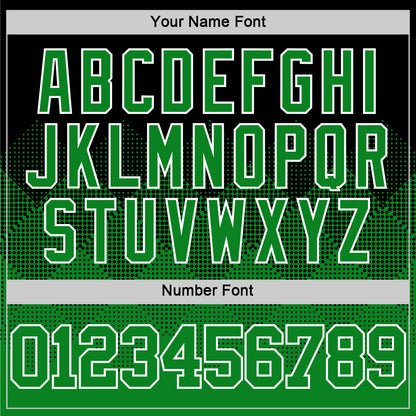 Custom Black Grass Green-White Gradient Square Shapes Round Neck Sublimation Basketball Set Jersey