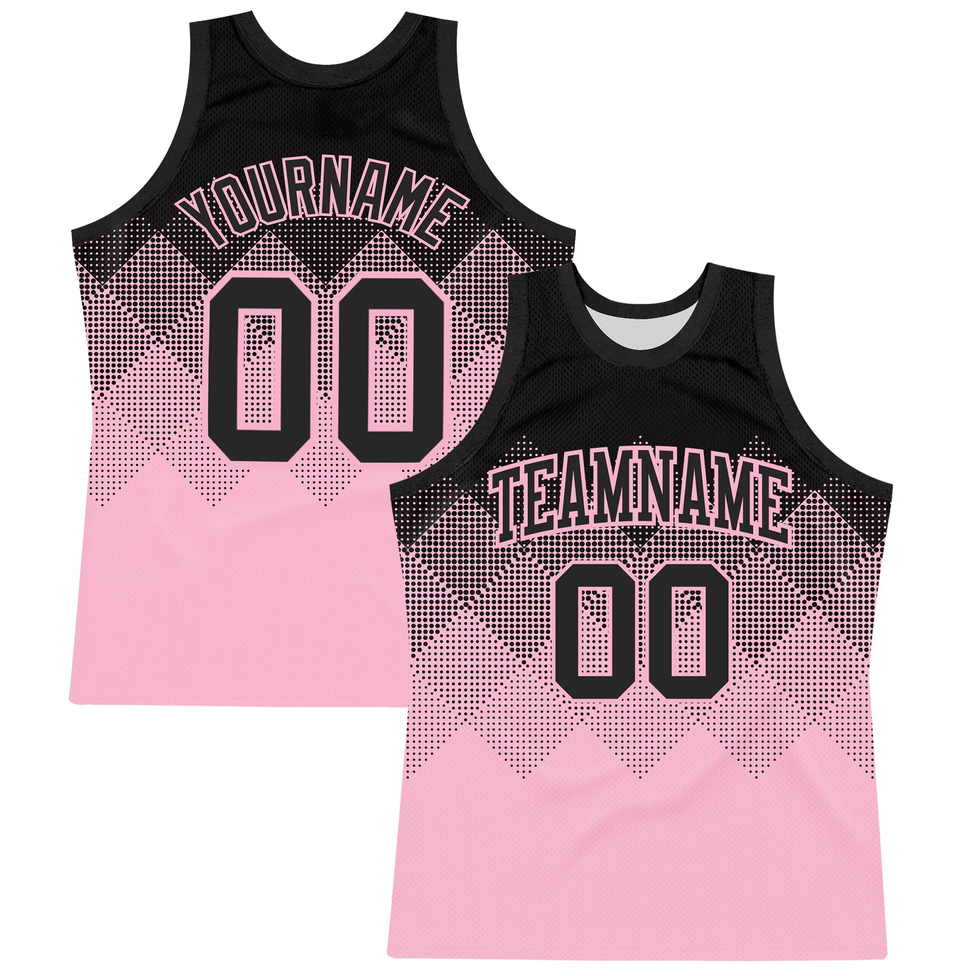 Custom Black Light Pink Gradient Square Shapes Round Neck Sublimation Basketball Set Jersey