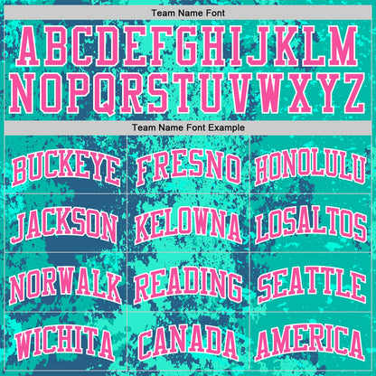 Custom Teal Pink Royal-White Splash Round Neck Sublimation Basketball Set Jersey