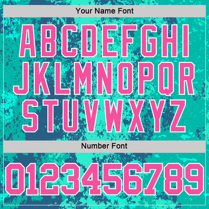 Custom Teal Pink Royal-White Splash Round Neck Sublimation Basketball Set Jersey