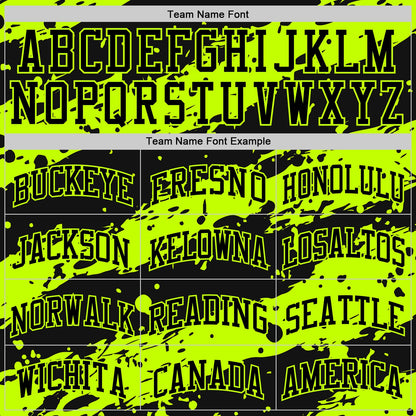 Custom Black Neon Green Splash Round Neck Sublimation Basketball Set Jersey