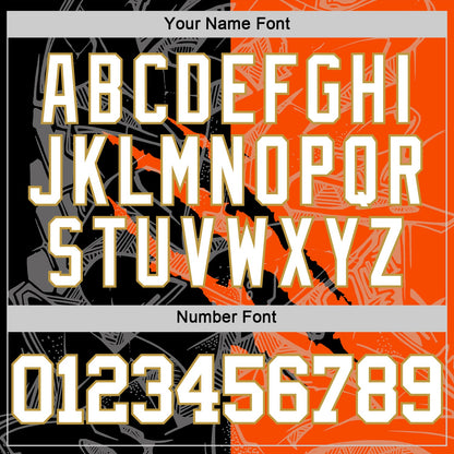 Custom Graffiti Pattern White Black Orange-Old Gold Scratch Round Neck Sublimation Basketball Set Jersey