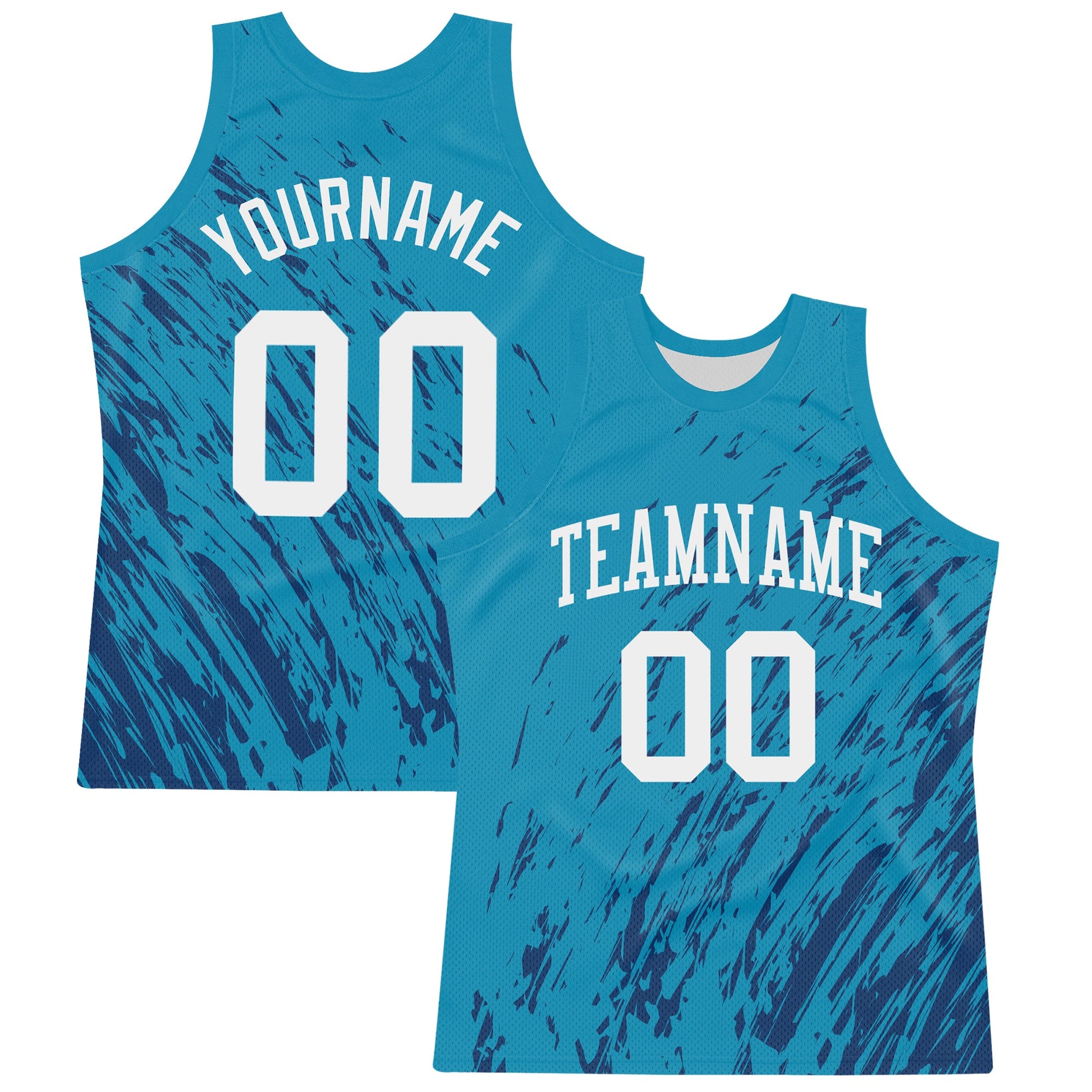 Custom Panther Blue White Splash Round Neck Sublimation Basketball Set Jersey